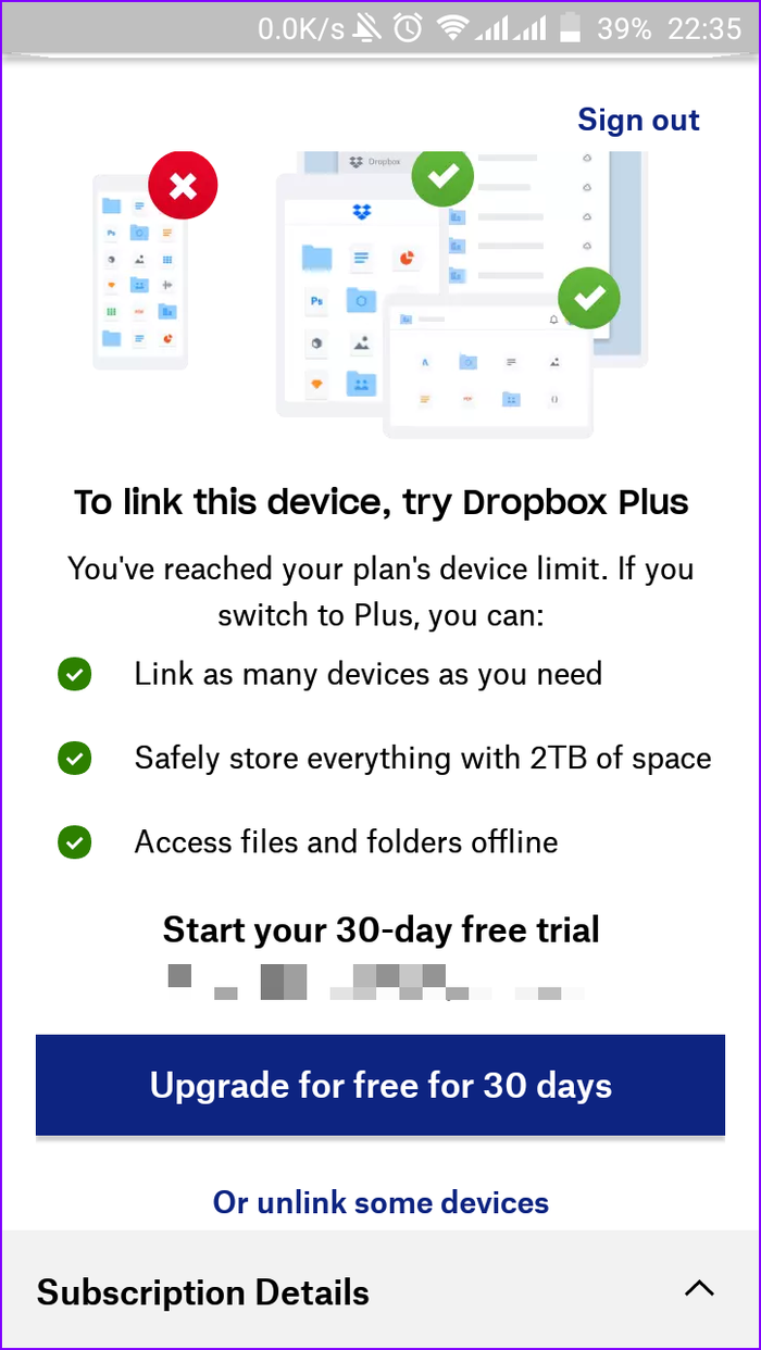 Funciones de actualización de Dropbox