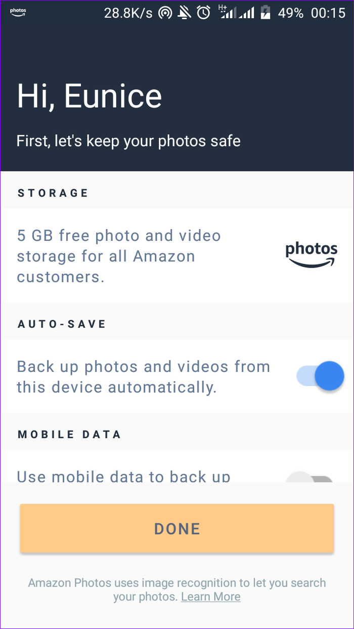 Aplicación de almacenamiento de fotos Amazon Prime