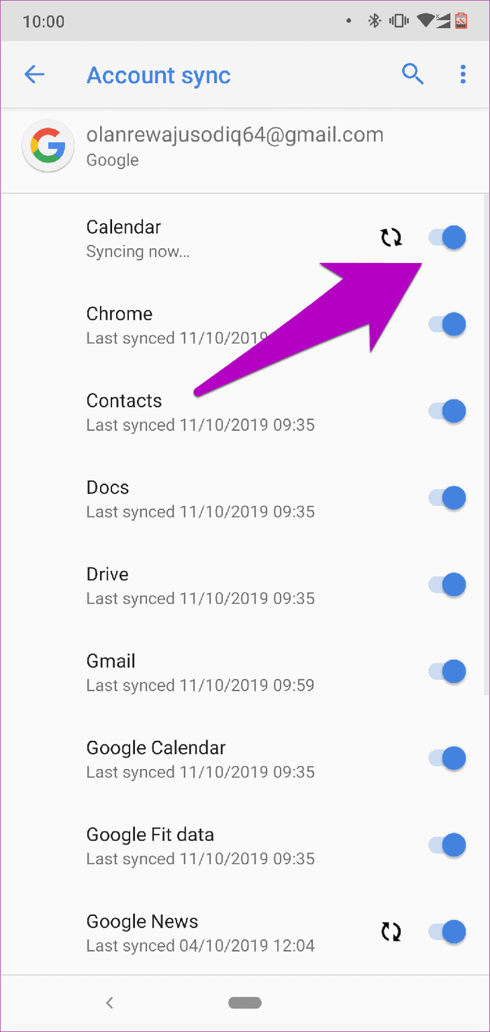 Solucionar el error de sincronización de Google Calendar Android 07