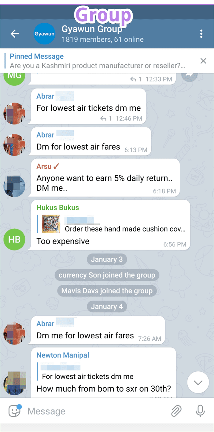 Canal de Telegram vs grupo 2