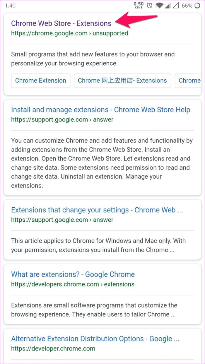 Extensiones de Chrome del navegador Kiwi 4
