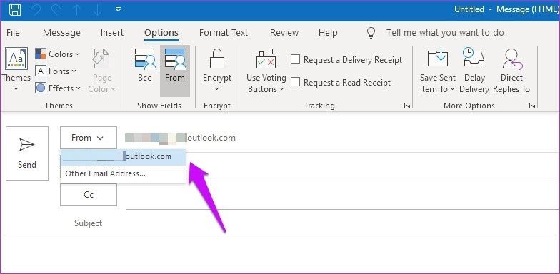 Cambiar la dirección del remitente en Microsoft Outlook 5