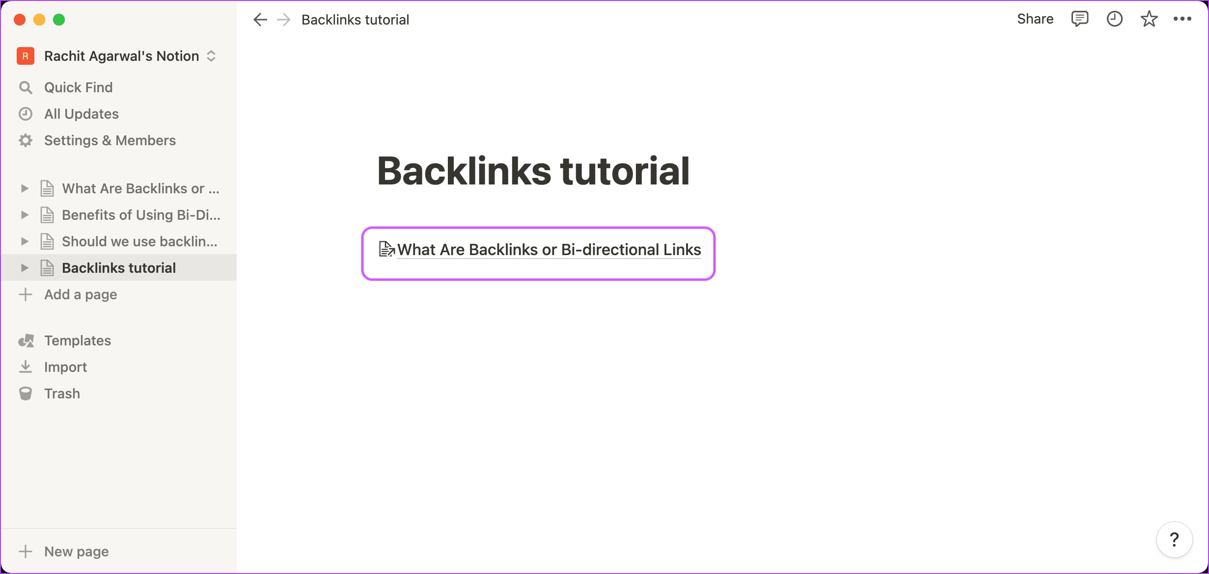 Cómo crear backlinks en Notion 5