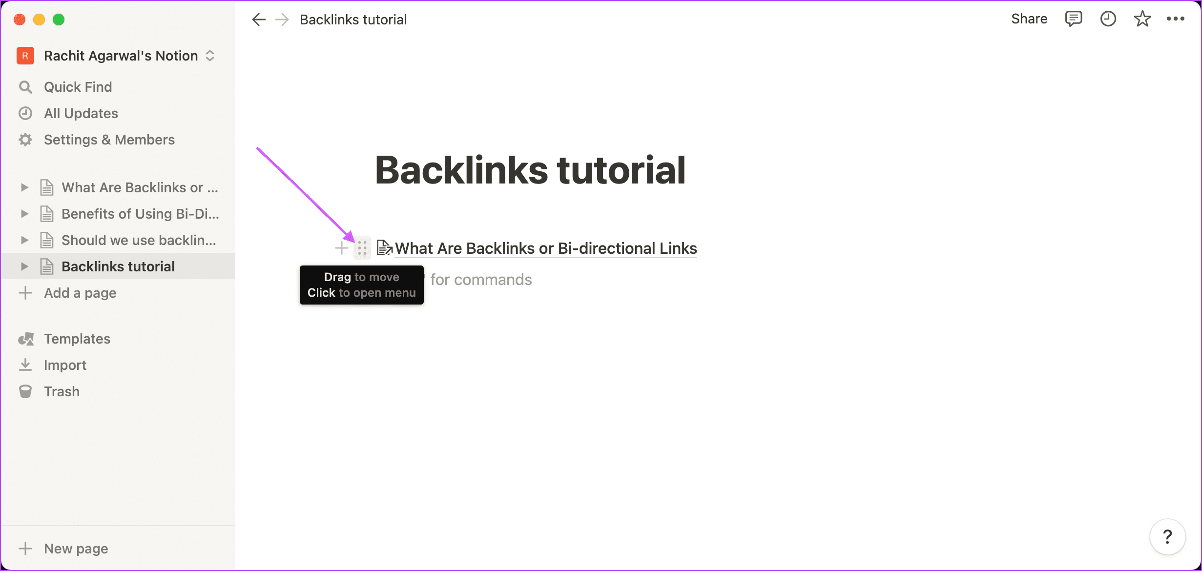 Cómo eliminar backlinks en Notion 4