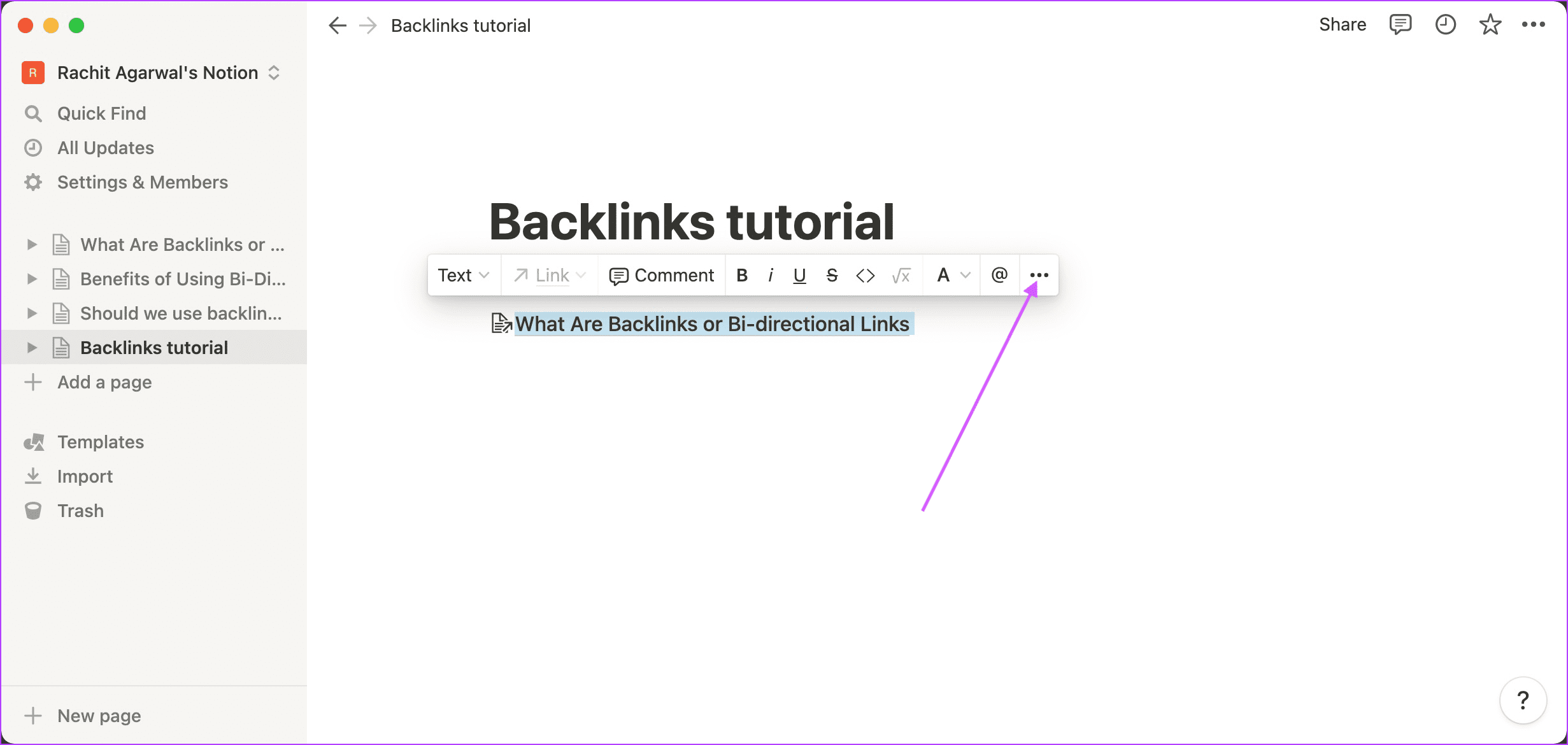 Cómo eliminar backlinks en Notion 2