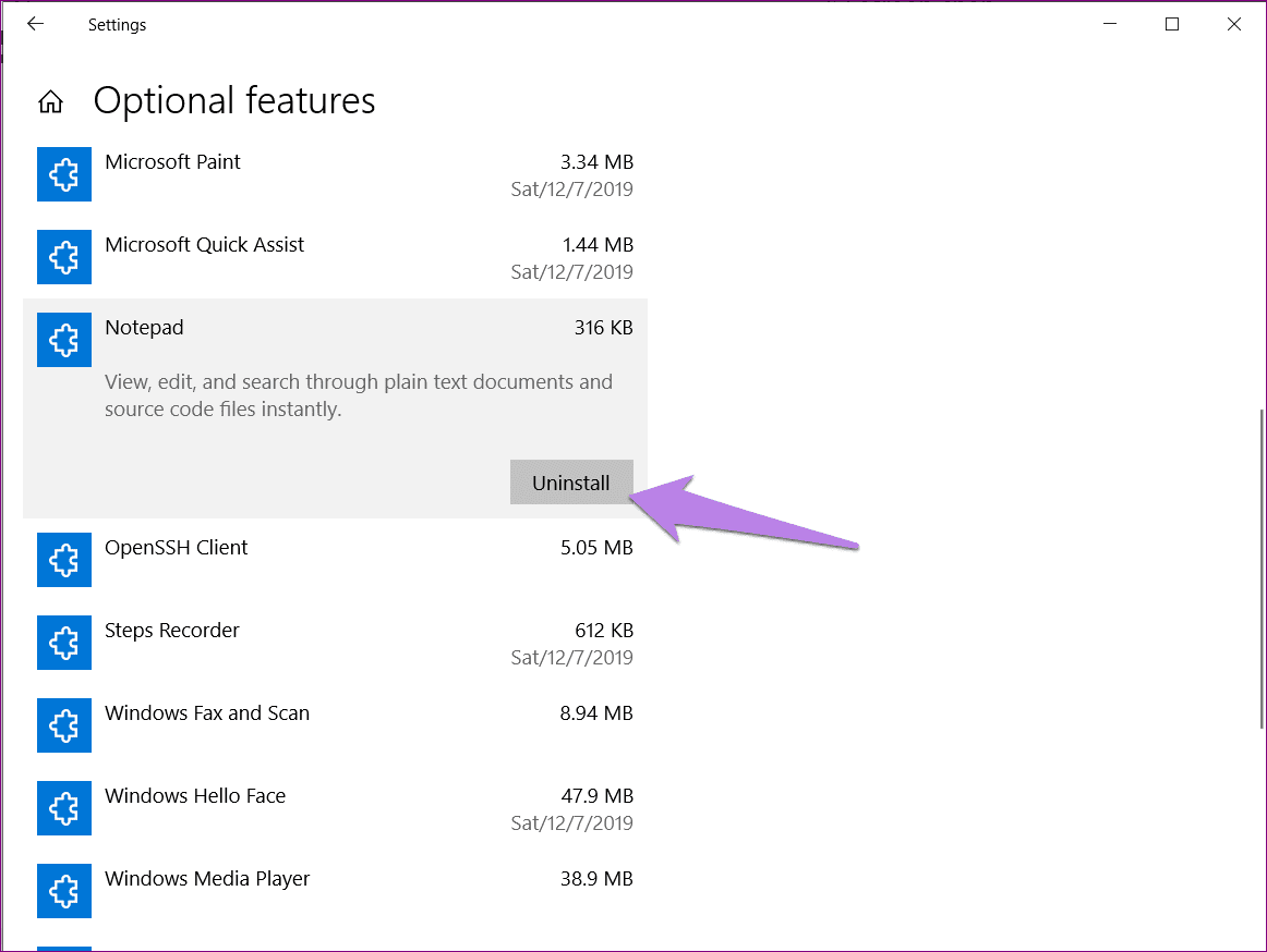 Falta el bloc de notas de la computadora con Windows 10