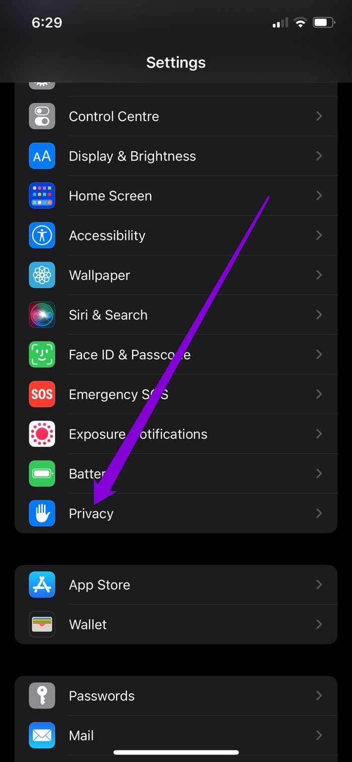 Configuración de privacidad en iPhone