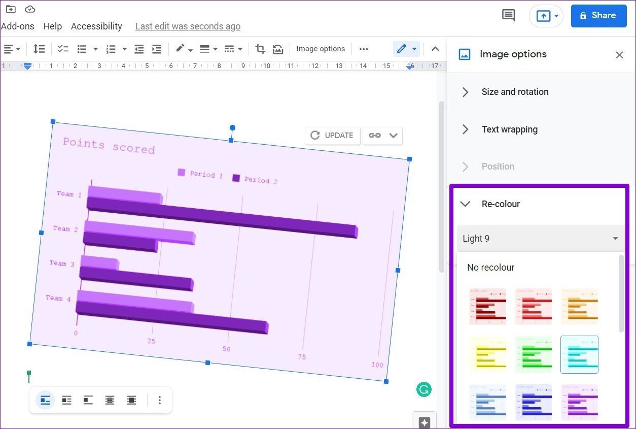 Volver a las tablas de colores en Google Docs