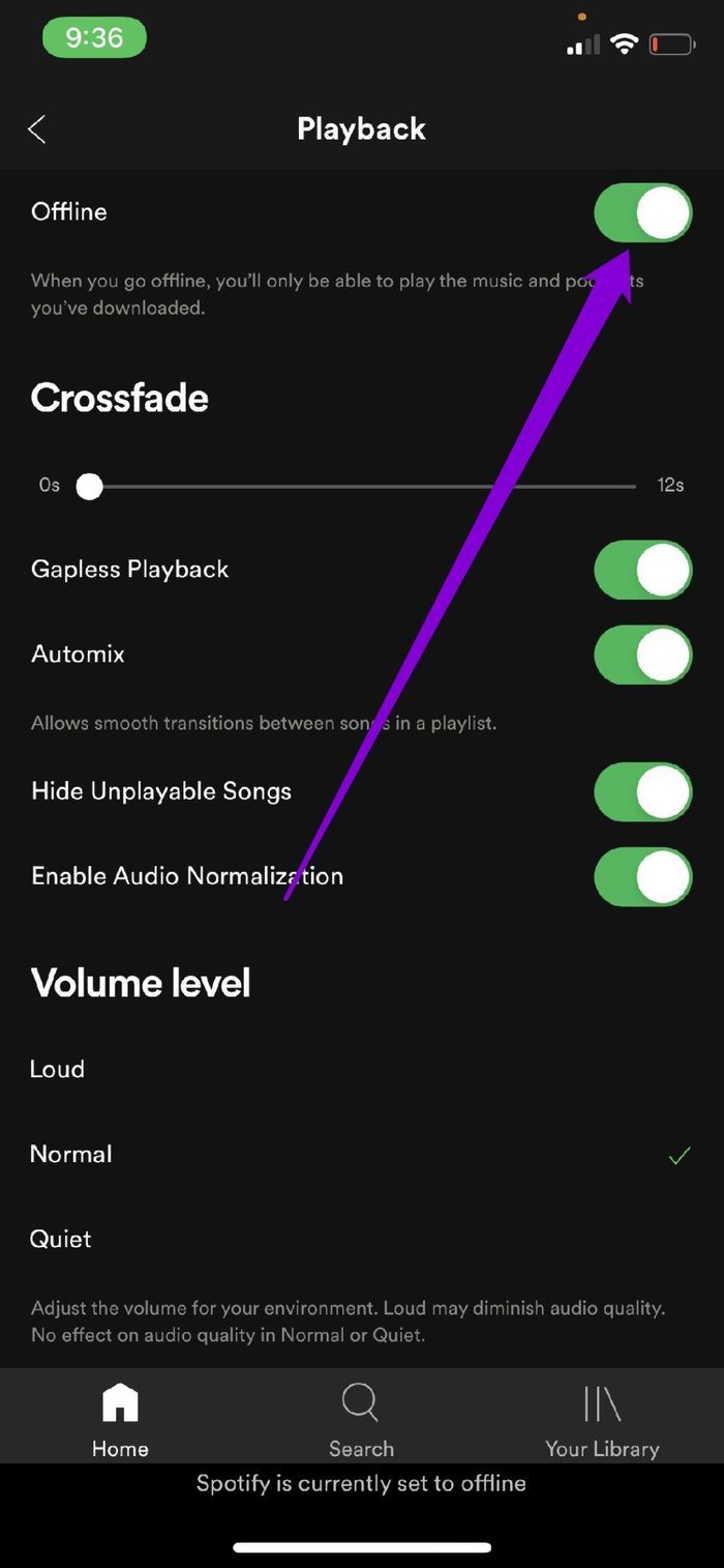 Activa el modo sin conexión en Spotify