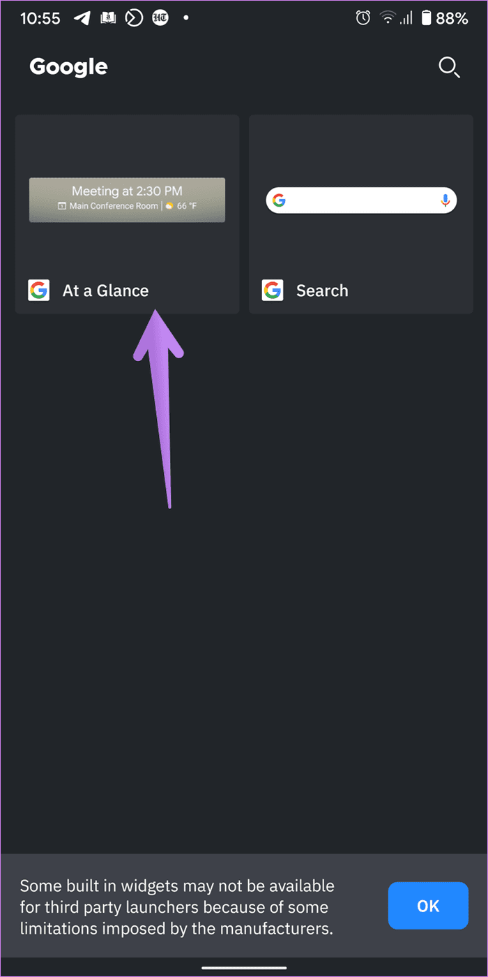Google Widget de un vistazo no funciona en Android 3
