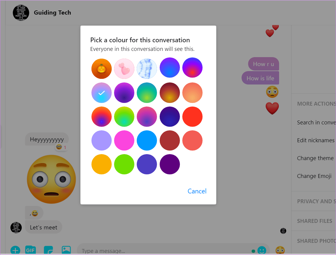 Cambiar el color del tema de Messenger 2