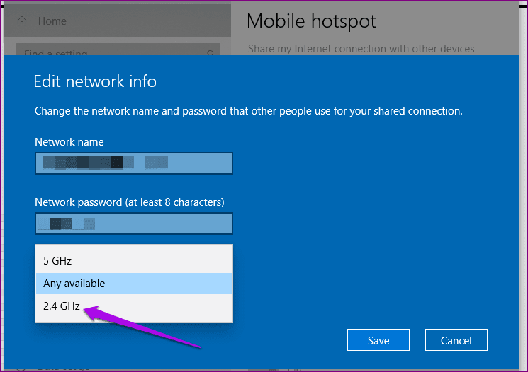 La computadora portátil con Windows no se conecta Configuración del punto de acceso de Android Punto de acceso móvil Red de Internet Cambiar frecuencia