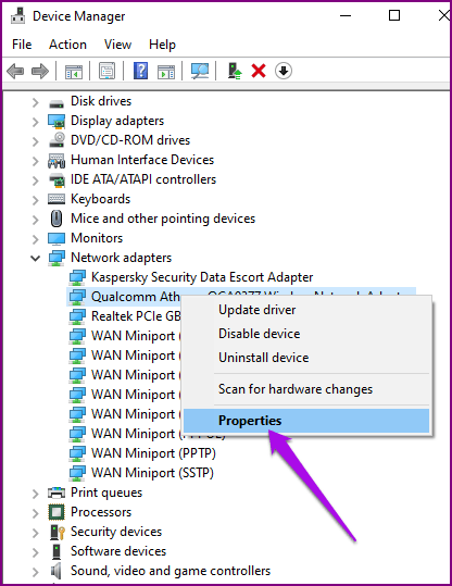 La computadora portátil con Windows no se conecta a las propiedades de los adaptadores de red de Android Hotspot Device Manager