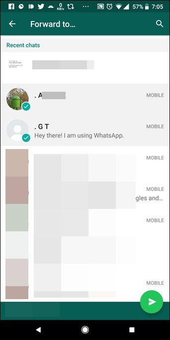 Reenviar mensajes de Whatsapp a varios contactos y grupos de personas 2A