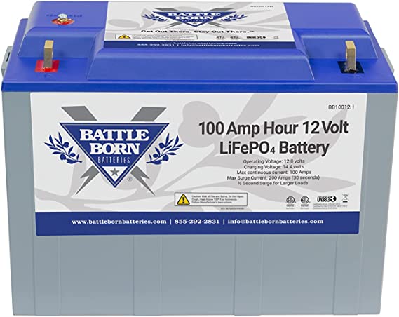 Battle Born LiFePO4 Deep Cycle Battery - 100Ah 12v with Built-In BMS - 3000-5000 Deep Cycle Rechargeable Battery - Perfect for RV/Camper, Marine, Overland/Van, and Off Grid Applications