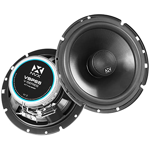 NVX® 6 1/2 inch Professional Grade True 100 watt RMS 2-Way Coaxial Car Speakers [V-Series] with Silk Dome Tweeters, Set of 2 [VSP65]