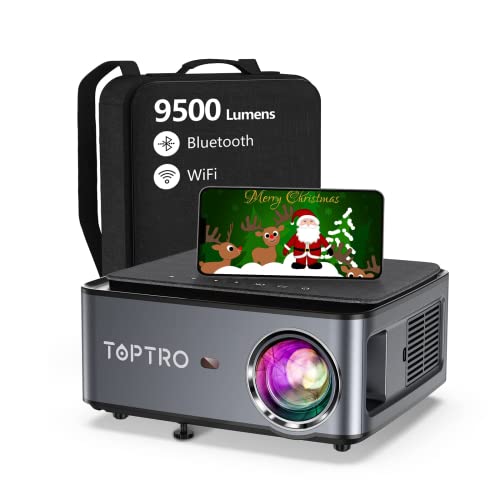 TOPTRO Projector, 5G Wifi Bluetooth Projector,400 ANSI (Over 9500L) Native 1080P Movie Projector For Outdoor Use,4P/4D Keystone，4K Supported,Portable Phone Projector Suit For IOS/Android/TV Stick/PS5