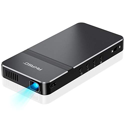 AKASO Mini Projector, Pocket-Sized DLP Portable Projector, 1080P Cookie Projector , Support HDMI WiFi Built-in Rechargeable Battery Stereo Speakers and Remote Control Movie Projector