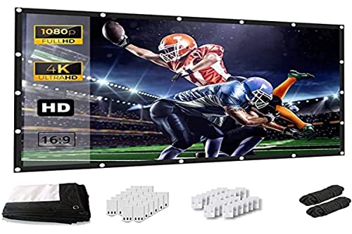 Projector Screen, Keenstone 120 Inch Projection Screen 4K 16:9 HD Foldable Wrinkle-Free Portable Movies Screen for Home Backyard Theater Outdoor Indoor Support Double Sided Projection, High Contrast