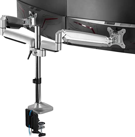 AVLT Triple 13"-32" Monitor Arm Desk Mount fits Three Flat/Curved Monitor Full Motion Height Swivel Tilt Rotation Adjustable Monitor Arm - VESA/C-Clamp/Grommet/Cable Management