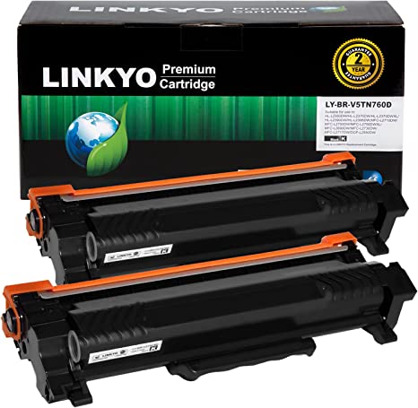 LINKYO Compatible Toner Cartridge Replacement for Brother TN760 TN-760 TN730 (Black, High Yield, 2-Pack)