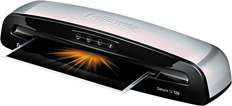 Fellowes 5736606 Laminator Saturn3i 125, 12.5 inch, Rapid 1 Minute Warm-up Laminating Machine, with Laminating Pouches Kit , Silver, Black