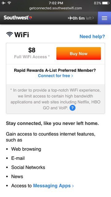 Southwest Wifi Full Internet Access
