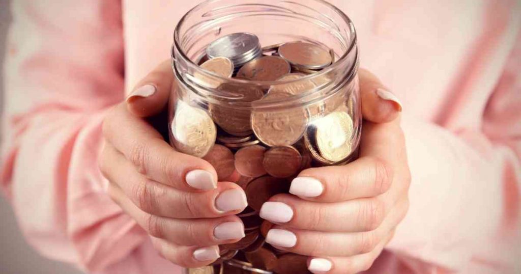 pennies inside a jar