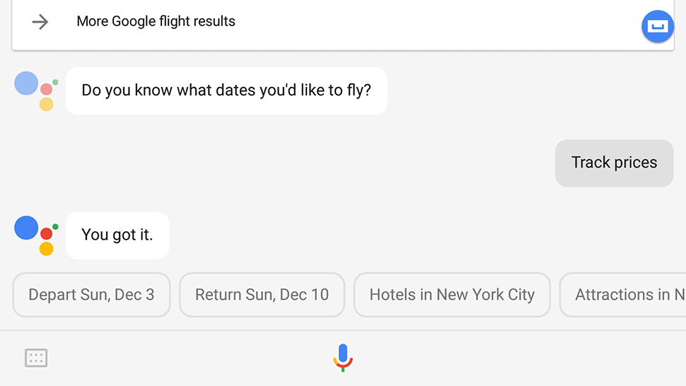 vuelos del asistente de google