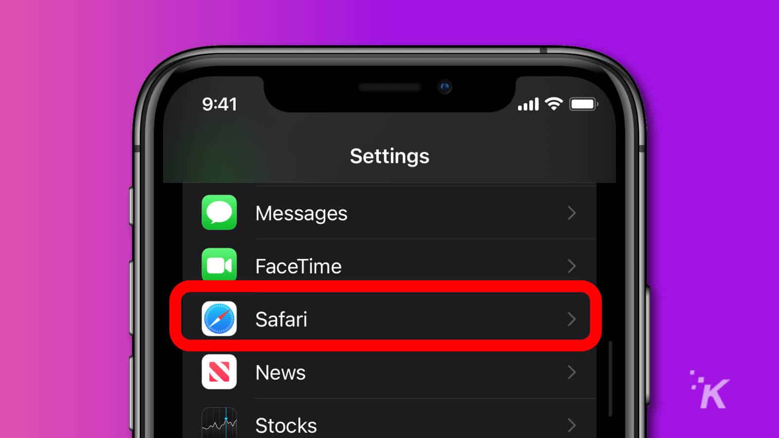 Configuración de ios Safari en iPhone