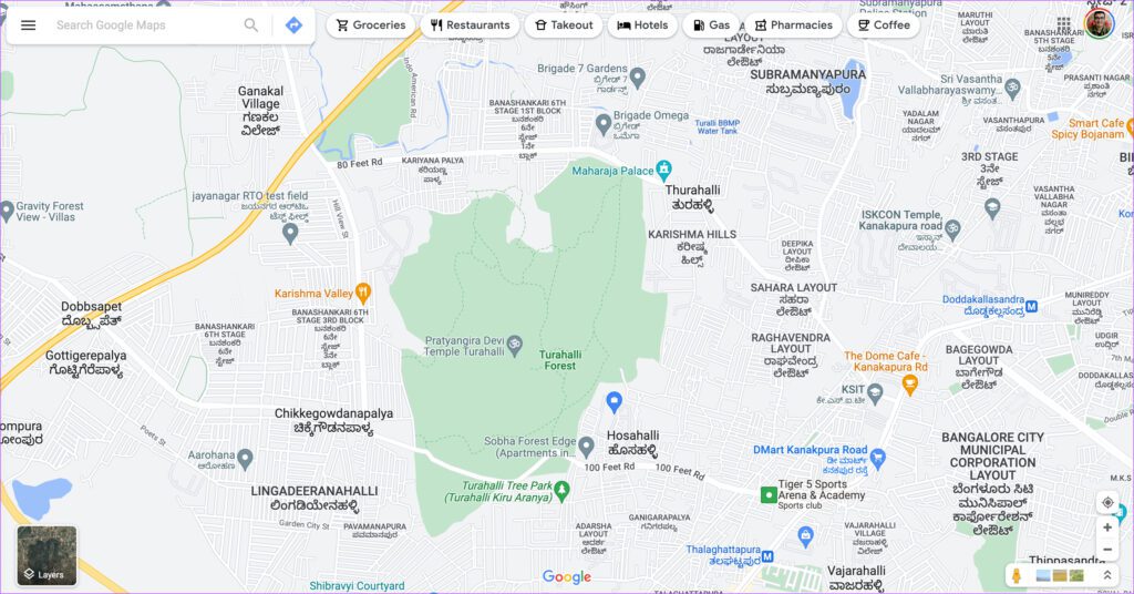 Pantalla de mapas de Google