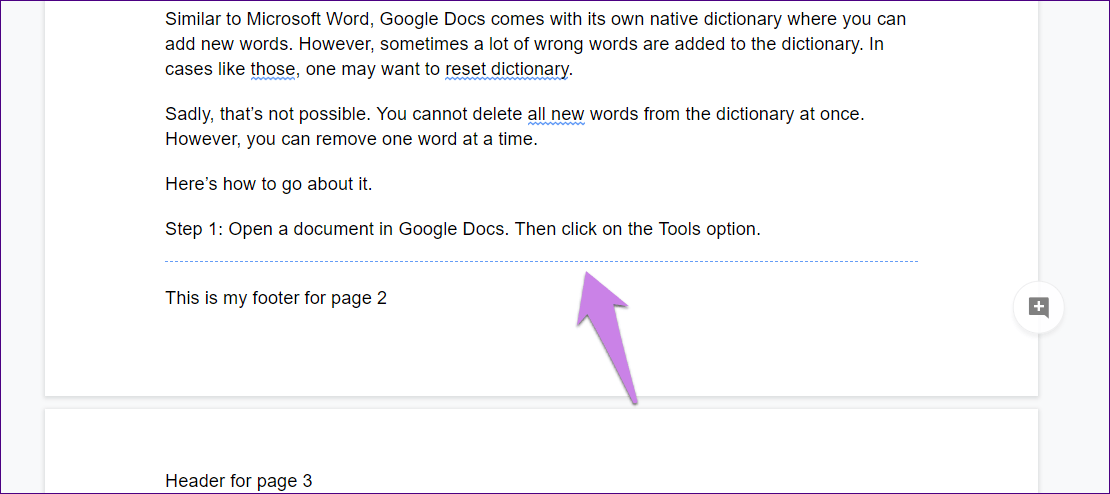 Pie de página de encabezado diferente de Google Docs 12A