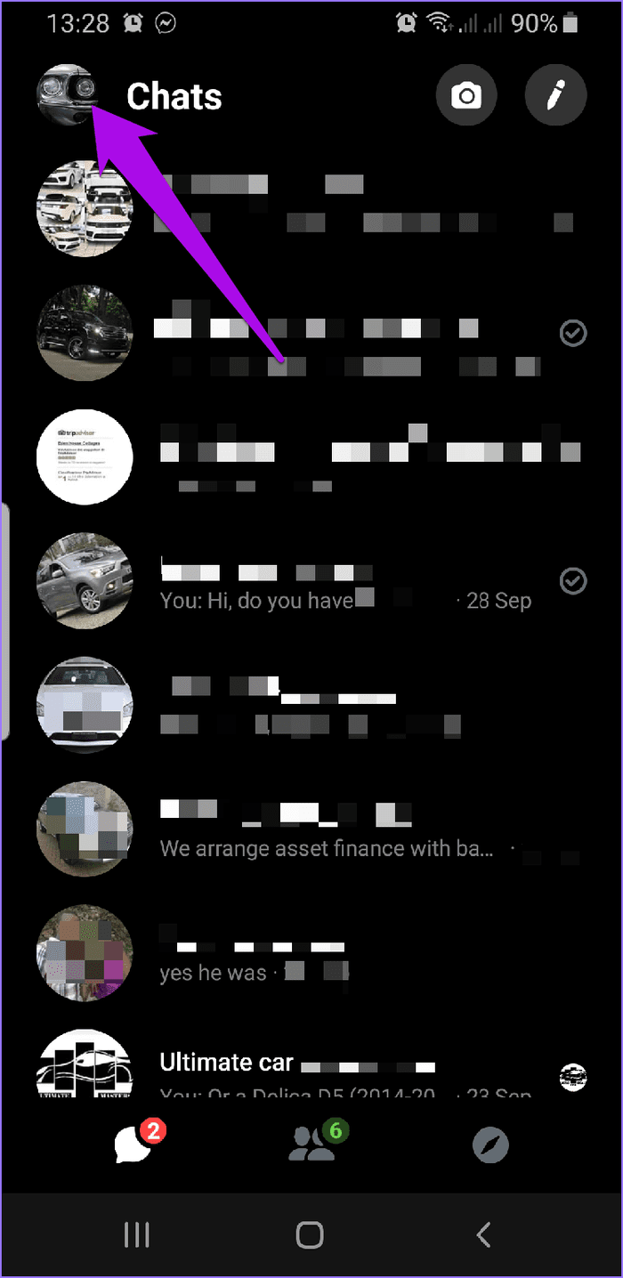Deshabilitar la imagen de perfil de la aplicación en modo oscuro