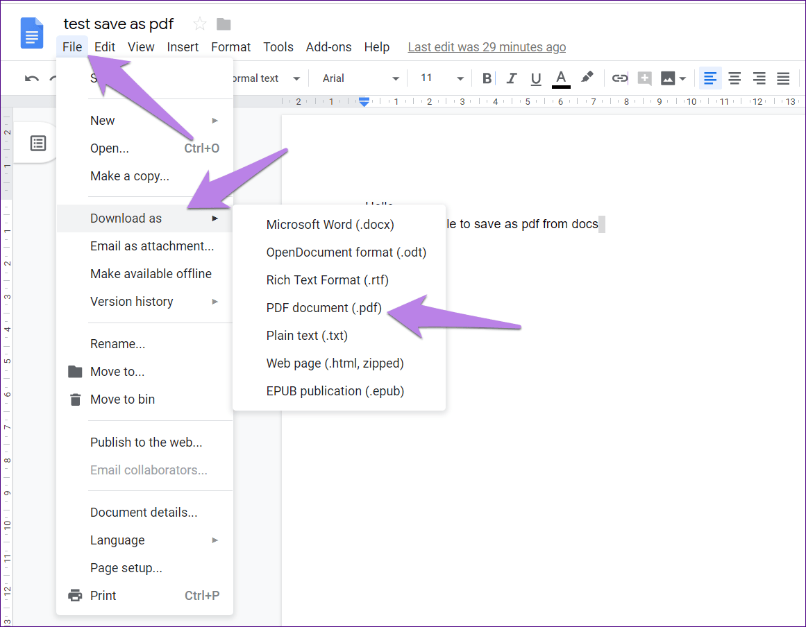 Guardar Documentos de Google en PDF 1