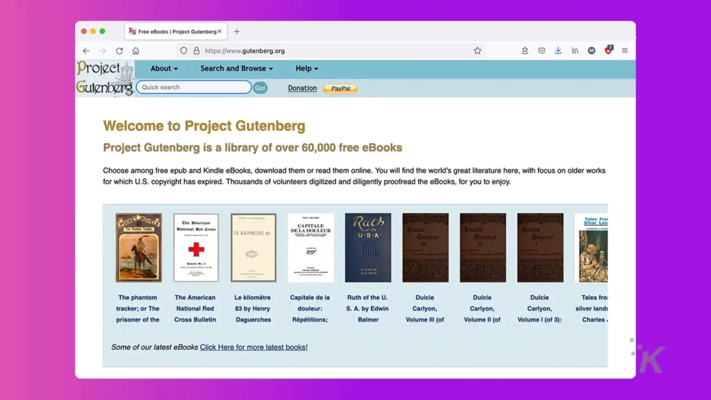 Sitio web del proyecto Gutenberg