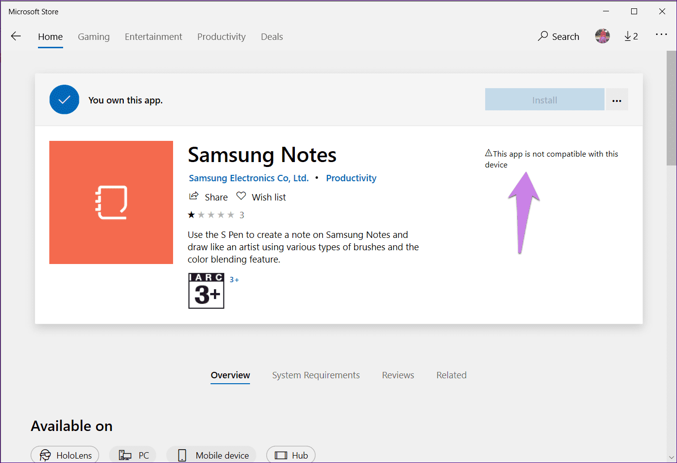 Mostrar la aplicación Samsung Notes en la PC 1