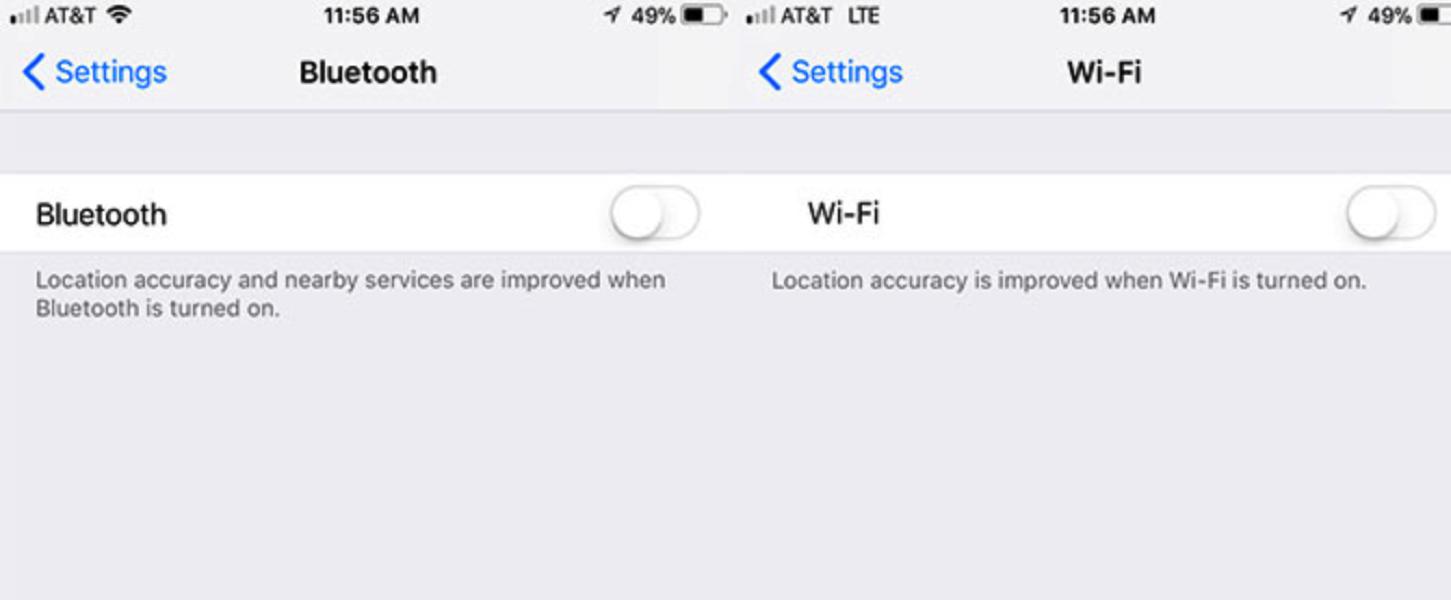 Wi-Fi Bluetooth iOS 11