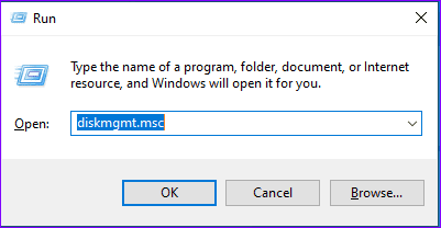 Ejecute la administración de discos de Windows 10