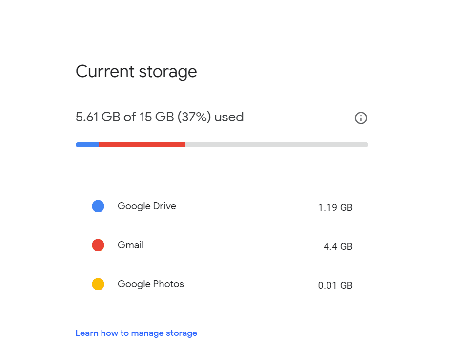 Almacenamiento de Google Drive lleno pero sin problemas de archivos 1