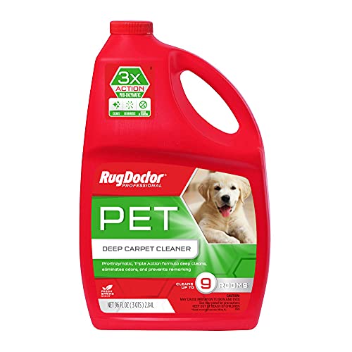 Rug Doctor Pet Carpet Cleaner, 96 oz., Pro-Enzymatic Formula with 3X Action - Cleans, Deodorizes, & Deters Remarking, Concentrated Solution, Professional Grade for Pet Stains & Odors