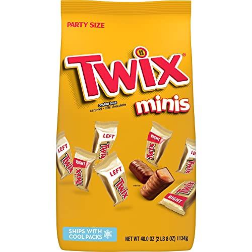 TWIX Minis Size Caramel Chocolate Cookie Candy Bars, Party Size, 40 oz Bag
