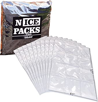 LIVE 2DAY Nice Packs Dry Ice for Coolers - Lunch Box Ice Packs - Dry Ice for Shipping Frozen Food - 120 Ice Packs for Lunch Bags - Reusable Ice Packs - 10 Large Sheets, Long Lasting, Flexible